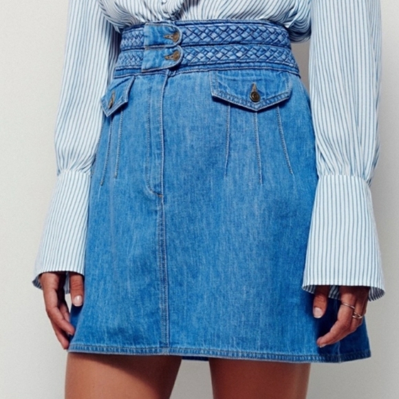 Free People Dresses & Skirts - Free People Braided Boho Denim Jean Skirt 0 / 25"